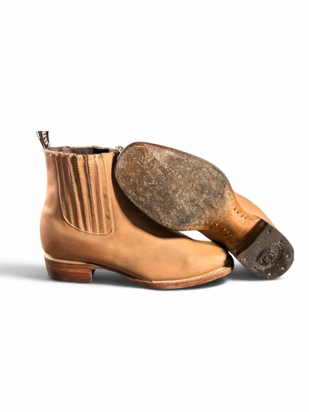90’s Vintage El Paisano Tan Leather Handmade Chelsea Boots Men 7/ Women’s 8.5